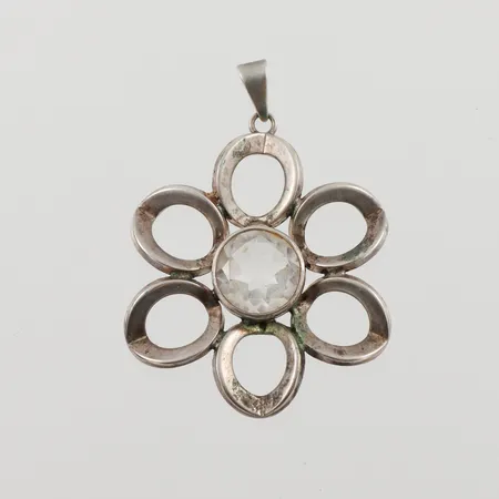 Hänge med vit sten, 50x35mm, 830/1000 silver, 11,5g.