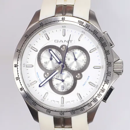 Herrur Gant Ø43mm quartz stål troligen i behov av batteribyte 