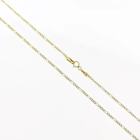 Kedja Figaro, 51cm, bredd 10mm, skeva länkbitar, 14K Vikt: 1,1 g