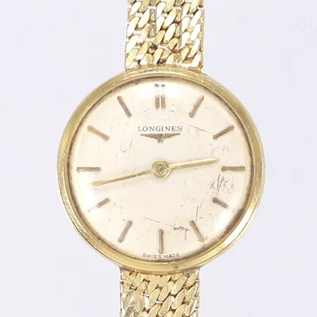 Damur Longines Ø21mm manuell guld och med länk av guld defekt saknar bl a kronan bruttovikt 23,8g Vikt: 23,8 g