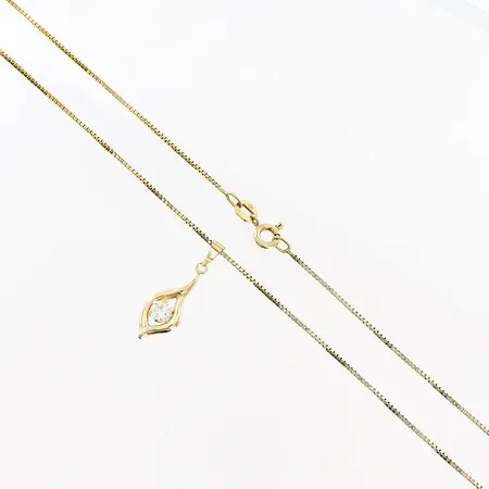 Kedja Venezia 40cm, bredd 1mm, hänge ej avtagbart, skev ögla, 18K Vikt: 3 g