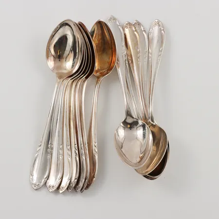 12 Kaffeskedar, 12,5cm, 830/1000 silver, 202,3g.