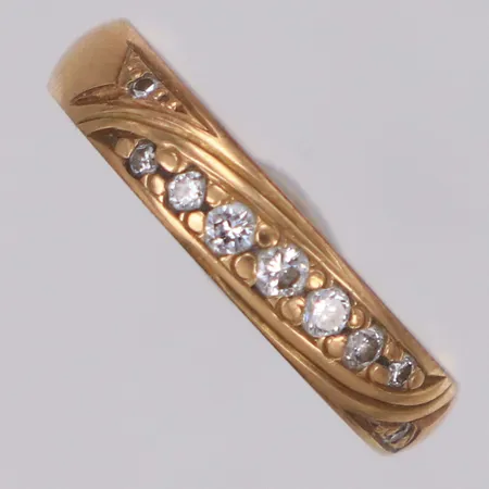 Ring med diamanter ca 0,16ctv, Schalin, stl 15¾, gravyr, 18K Vikt: 3,1 g