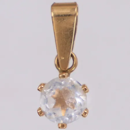 Hänge med vit sten, längd 16,7mm, bredd 6,5mm, 18K  Vikt: 0,8 g