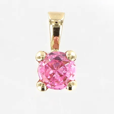 Hänge med rosa sten, 12mm, Ø6mm, GHA 18K Vikt: 0,7 g