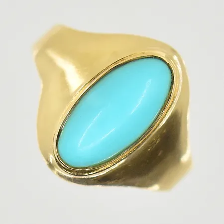 Ring med turkos, stl 16½, bredd 3-14 mm, 18K. Vikt: 2,2 g