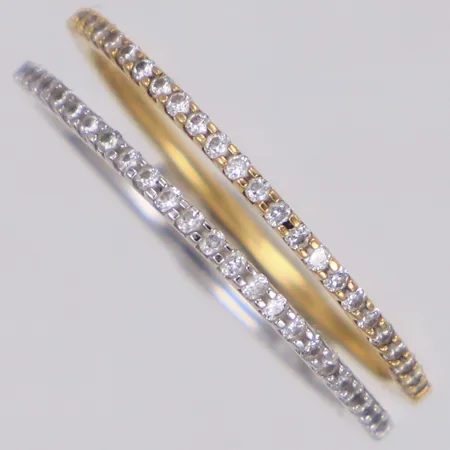 Ring, två delar, halvallians, med briljantslipade diamanter ca 0,25ctv, stl 17½, bredd 2,1mm, Ferri, rödguld/vitguld 18K  Vikt: 2,1 g