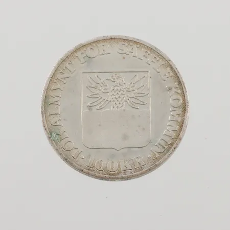 Lokalmynt för Säffle kommun, Billeruds Bruk, nominellt värde 100kr, präglat år 1983, Ø27mm, plastetui, 830/1000 silver, 10,4g.