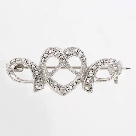 Brosch med markasiter, 30mm, bredd: 12mm, silver 830/1000 Vikt: 3,5 g