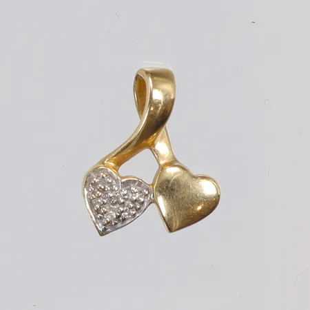 Hänge med hjärtan tvåfärgat med diamanter 6xca0,005ct 10x13mm inklusive hängöglan 18K Vikt: 1,4 g
