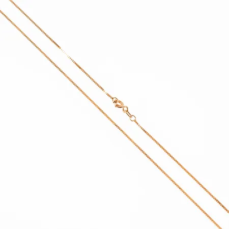 Kedja Venezia i 18K guld. Den är 42 cm lång, 0,8 mm bred och väger 2,4g. Fint skick. Springring. 