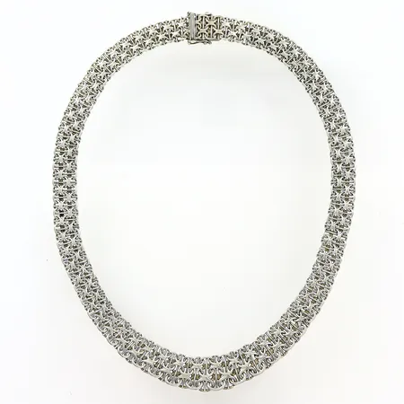 Collier doserad X-länk med stav 48cm, bredd 11-15mm, GHA, silver 925/1000. Vikt: 52,9 g
