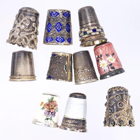 10 Fingerborgar delvis med emalj höjd 20-25mm silver 925/1000 Vikt: 52,5 g