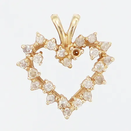 Hänge hjärta med vita stenar, 16x15mm, en sten saknas 14K Vikt: 1,4 g