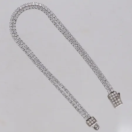 Armband, dubbla rader, vita stenar, längd 18cm, 925/1000 silver Vikt: 6,8 g