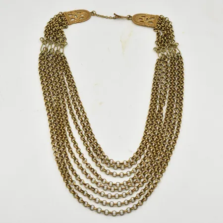 Collier Birds of Paradise Kalevala Koru, Finland, längd ca 49 cm, bredd ca 18-30 mm, T-lås, brons.