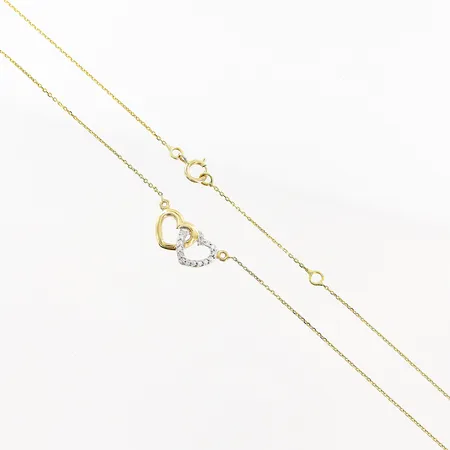 Collier med diamanter 2 x ca 0,005ct, 42cm/45cm, bredd 0,5-7,5mm, 18K Vikt: 2,2 g