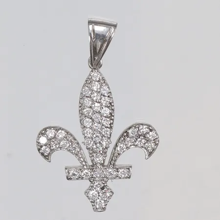 Hänge Franska liljan med vita stenar 25x41mm silver 925/1000 Vikt: 4,4 g