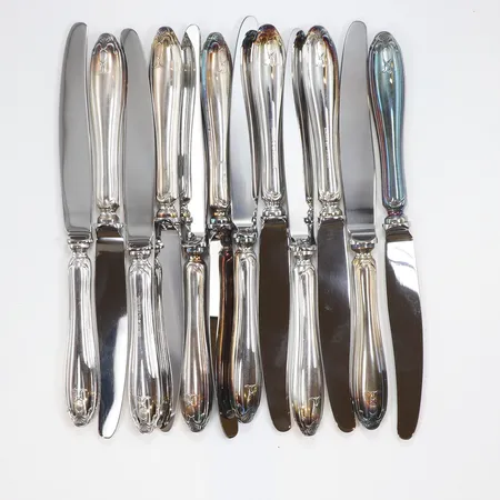 12 knivar , 20cm, silver, 830/1000,  628g brutto