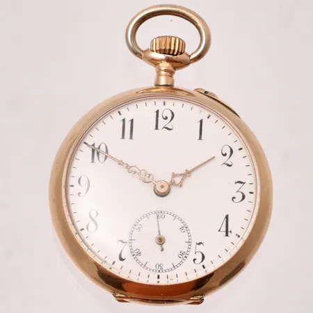 Fickur i 14K guld, Ø35mm, manuell, liten sekundvisare, boett-nr 52329, bruttovikt 31g.