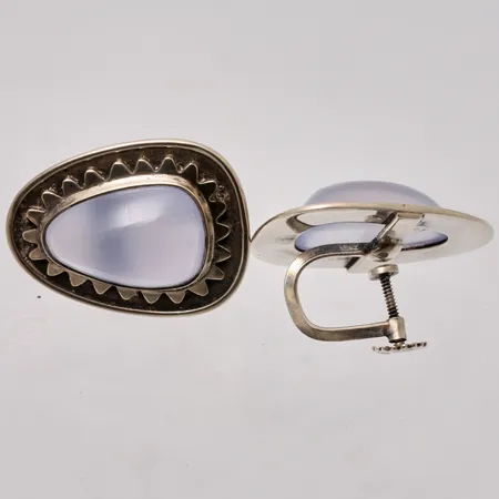  1par örhängen i silver, mått 18,6x23,2mm, 2st blå stenar, mått 10,3x15mm, 835/1000, skruvlås, vikt 7,74g.