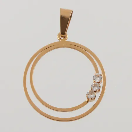 Hänge med vita stenar, 35x25mm, 18K, 2,5g.