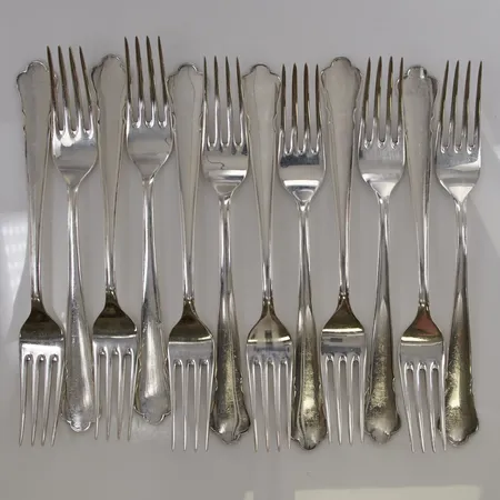 12 Gafflar, 20cm, GAB, 830/1000 Silver 602,0g.