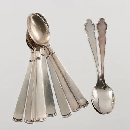 10 Kaffeskedar, 12cm, olika modeller, 830/1000 silver, 154,6g.