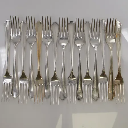 15 Gafflar, 18cm, 830/1000 Silver 495,6g.