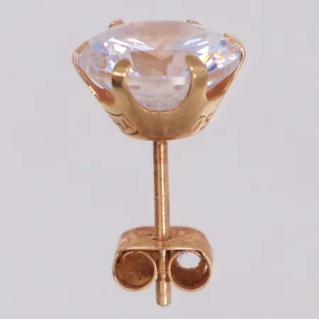 Örhänge med vit sten, Ø8,5mm, udda, lös sten, 18K Vikt: 1 g