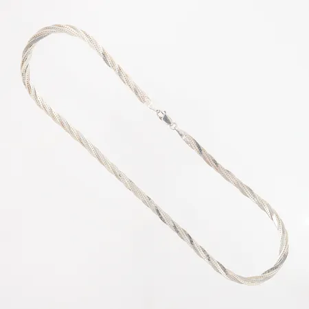 Collier flätad ankarkedja fyr-radig 42cm, bredd: 5mm, stämplad CGH, 925/1000 Silver. Vikt: 10,8 g