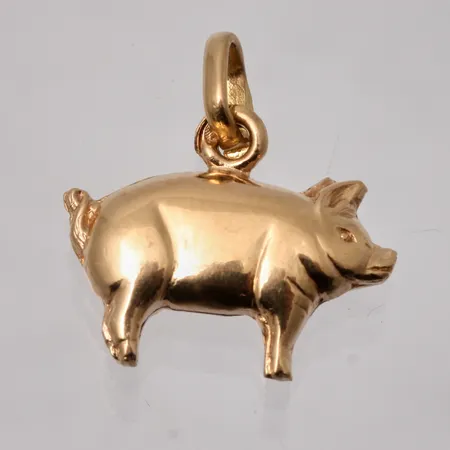 Hänge i 18K guld, Gris, mått 15,9x17,3mm, vikt 1,13g.
