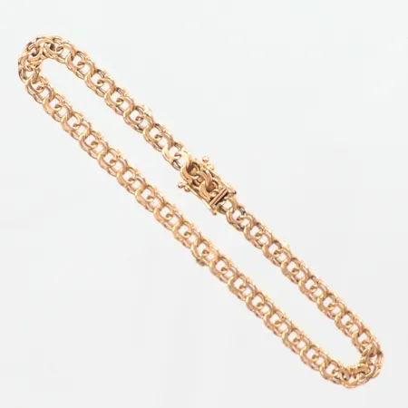 Armband Bismarck längd 19,5cm, bredd 4,6mm, en  länk ojämn, 18k  Vikt: 8,2 g