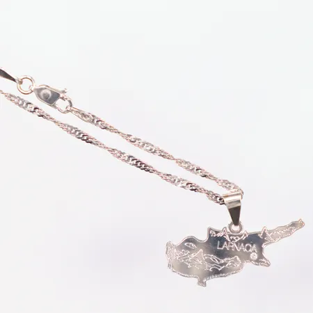 Collier vitguld Singapore gravyr Larnaca längd 45cm, 18k Vikt: 6,2 g