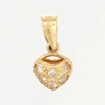 Hänge hjärta med vita stenar, längd inklusive ögla: 16mm, 18K Vikt: 0,9 g