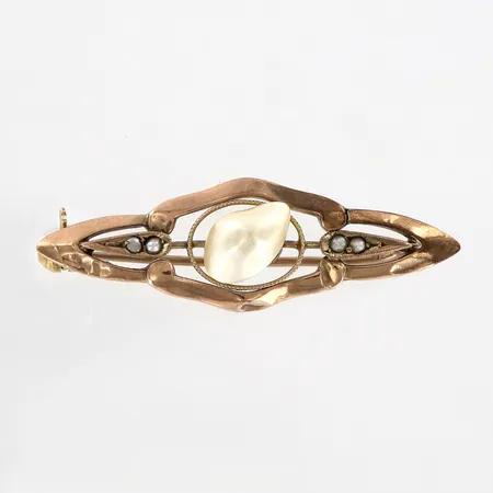 Brosch med pärla 40mm, bredd: 12mm, 8K Vikt: 2 g