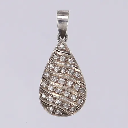 Hänge droppformat med vita stenar höjd 23mm inkl öglan silver 925/1000 Vikt: 1,9 g