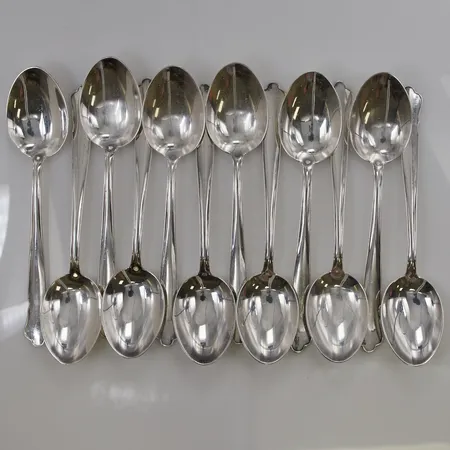12 Dessertskedar, 15cm, GAB, 830/1000 Silver 374,3g.