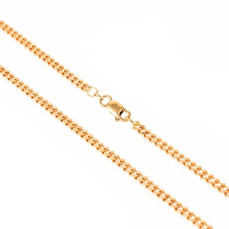 Kedja Pansar i 18K guld. Den är 50 cm lång, 3 mm bred och väger 18,1g. Fint skick. Karbinhake.