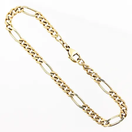 Armband Figaro 21cm, vit/gulguld, bredd 5mm, 18K Vikt: 15,3 g