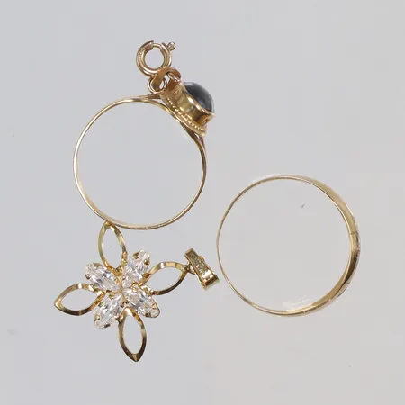 Diverse guld med stenar, delvis små defekter 18K Vikt: 3,9 g