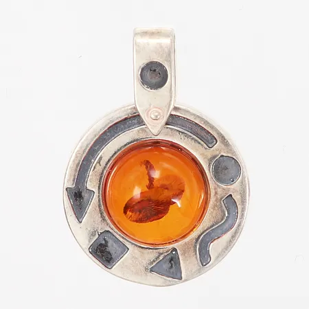Hänge med bärnsten 30x22mm, 925/1000 Vikt: 4,2 g