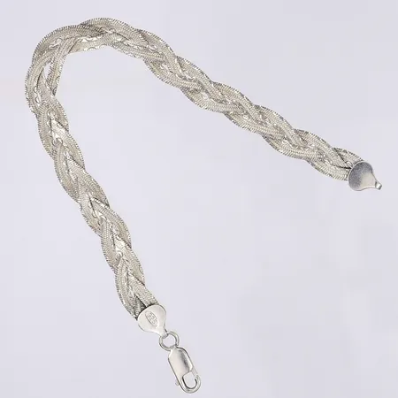 Armband flätat GHA längd 19cm bredd 8mm silver 925/1000 Vikt: 8,2 g