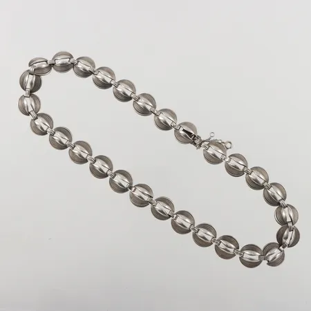 Collier, 45,5cm, bredd: 15,6mm, Ge-Kå-Smyckek G Kaplan, Stockholm år 1954, 830/1000 silver, 47,6g.