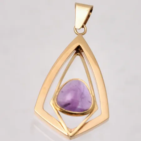 Hänge i 18K guld, mått 18,2x37,5mm, 1st Ametist, mått 8,5x8,5mm, Alton Guldvaru Ab, år 1962, vikt 2,8g.