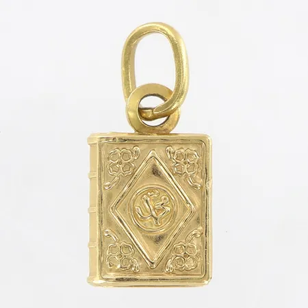 Hänge bok 20x10mm, ihålig, 18K.  Vikt: 2,1 g