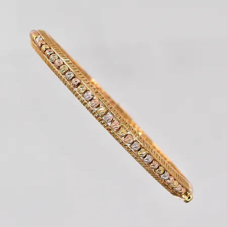 Armring, öppningsbar, ca 50x60mm, 3-färgad, 18K Vikt: 11,1 g