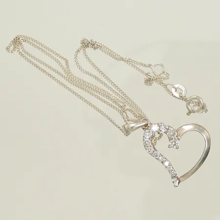 Halskedja med hänge med vita stenar, trassel, Silver 925/1000, 3,2g Vikt: 3,2 g