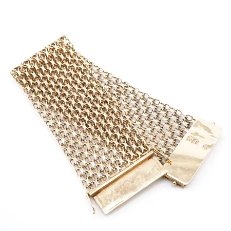 Armband, x.länk, 19cm, bredd 35mm, 18k Vikt: 47,4 g