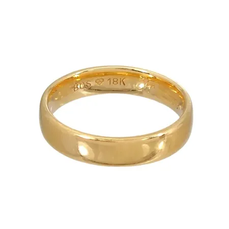 Ring, 18K guld, slät modell, Ø16,0 mm, bredd 4 mm, gravyr/bruksmärken Vikt: 3,7 g